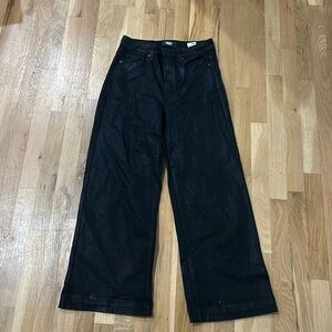 Paige Cropped Coated Wide Leg Jeans Size 27